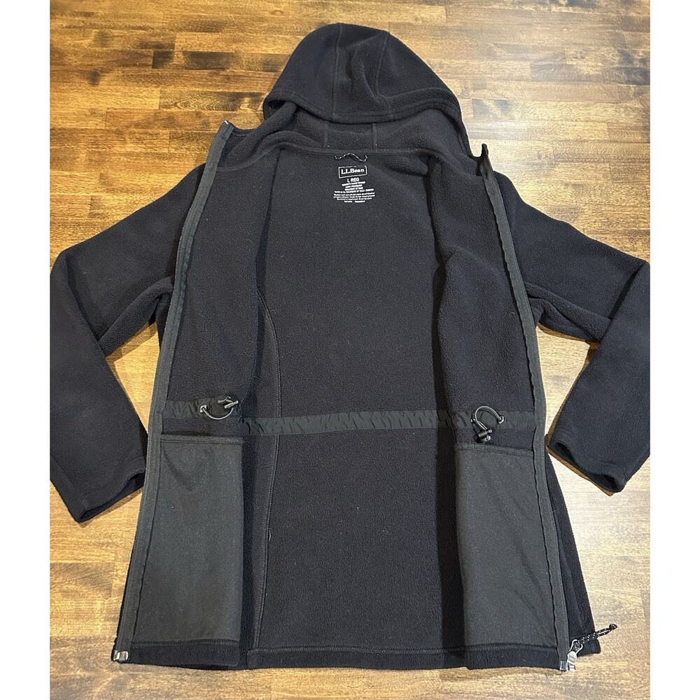 LL Bean Woman’s Black Sweater Fleece Full Zip Coat Large - Picture 5 of 6